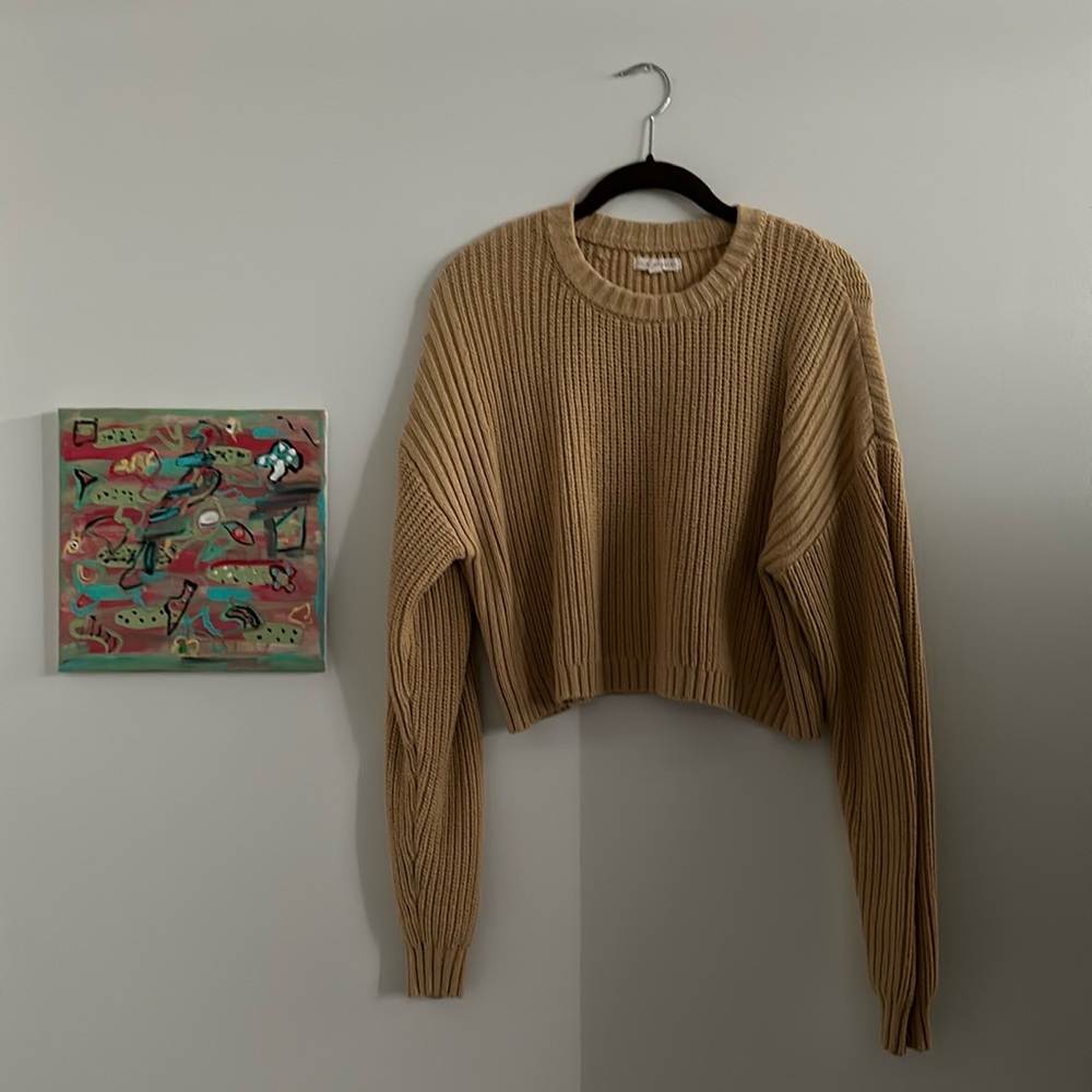 Light Yellow Cropped Sweater LA Hearts